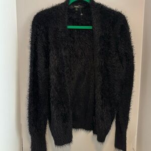 NEXT BRAND BLACK FURRY OPEN SWEATER NO BUTTONS/ZIPPERS..SUPER SOFT.. SUPER COMFY